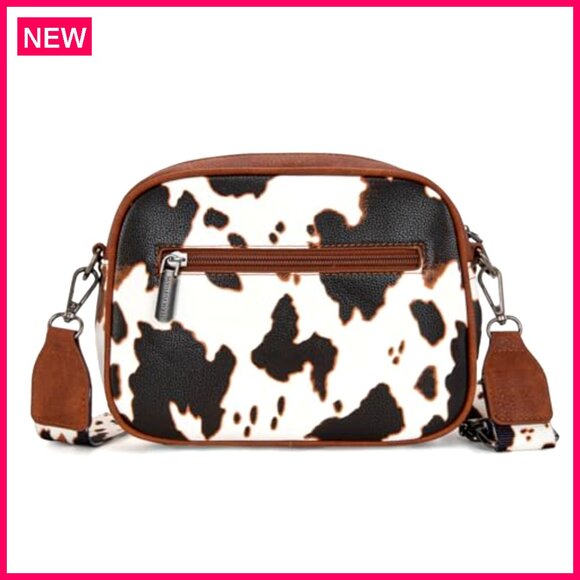 Small Triple Zip Crossbody Bag with Adjustable Strap, PU Leather - Picture 6 of 8